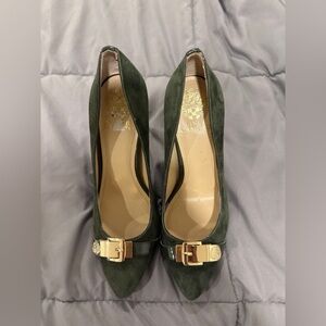 Vince Camuto olive green suede heels